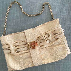 Vintage Jimmy Choo Leather Bag with Brass Chain Strap